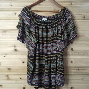 Loft Top Womens 26 Black Striped Off the Shoulder Blouse